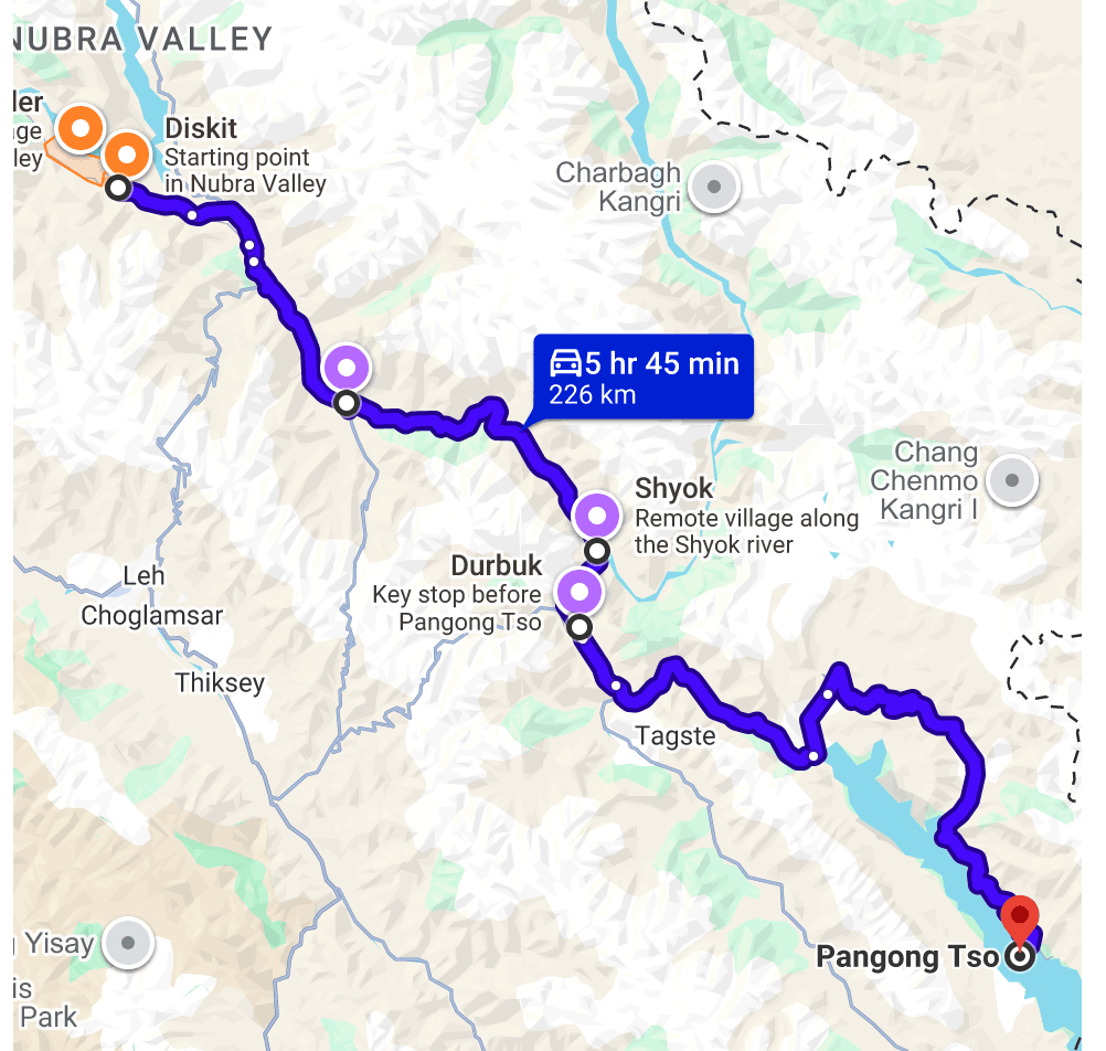 Nubra Valley to Pangong Lake via Shyok: Complete Route Guide